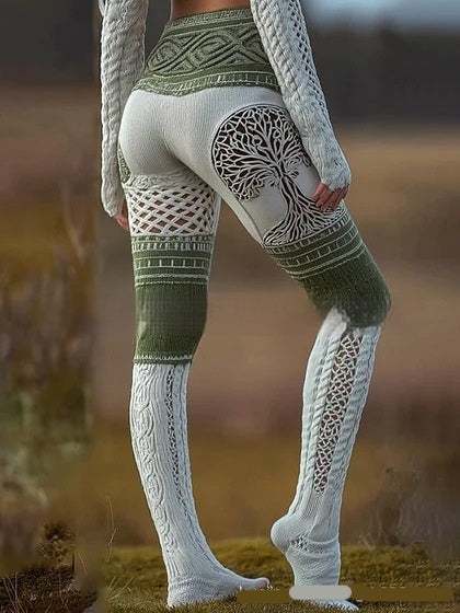 Retro-print Womens Casual Pants