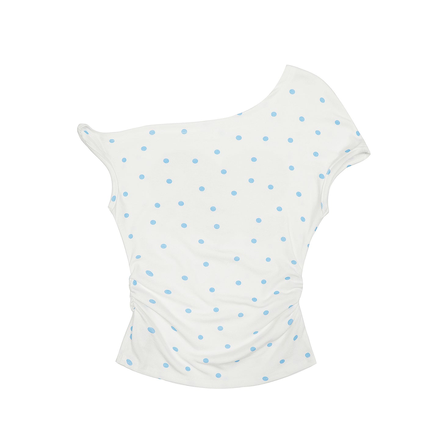 Womens Retro American-Style Off-Shoulder T-Shirt With Polka-Dot Print And Short Sleeves